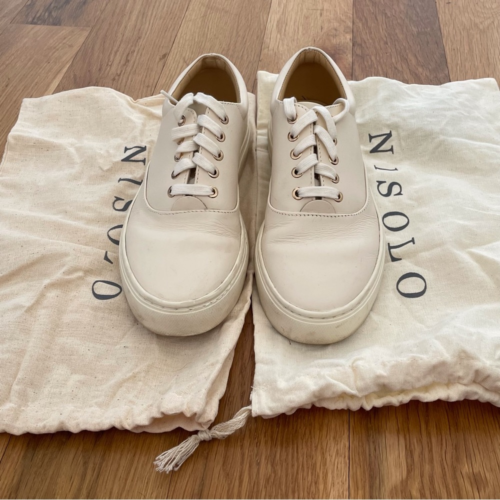 Nisolo Cream Leather Platform Sneakers
